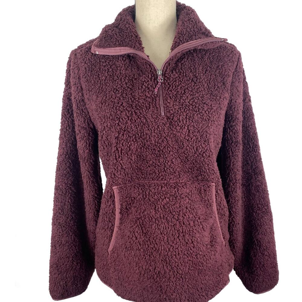 Liv Outdoor Wiley Sherpa Fleece Pullover Magenta Purple Womens Small Pocket